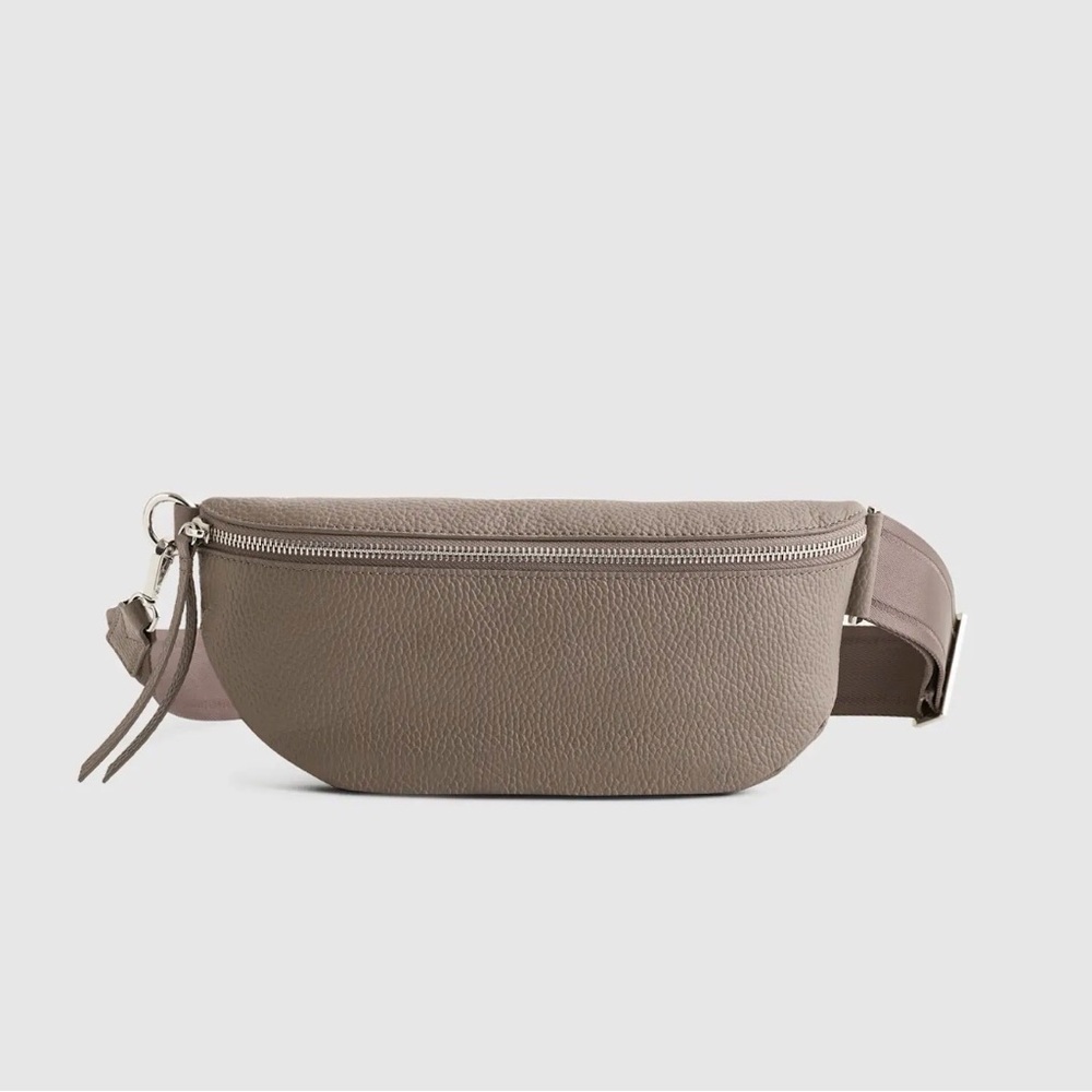 Quince Italian Pebbled Leather Sling Bag Mink NWT